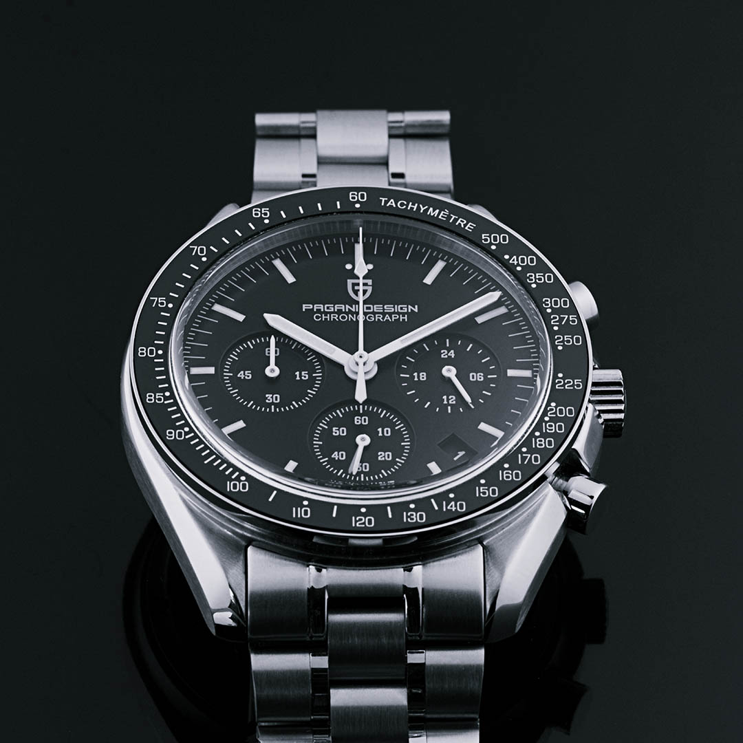 Luxury Chronograph Stainless Steel Men’s Watch – Premium Black Dial