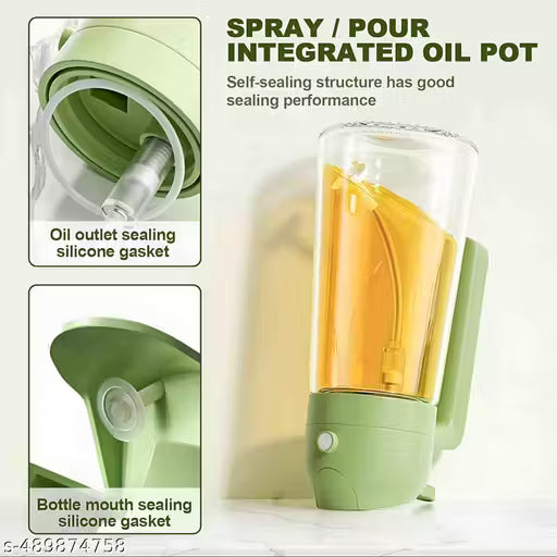 2 In 1 Oil Sprayer & Dispenser Bottle for Kitchen | Free steel straw | For Cooking, Salad, Air Fryer, Barbecue, Baking | Premium Glass Bottle | Durable | with Leak Proof Seal |