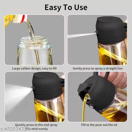 2 In 1 Oil Sprayer & Dispenser Bottle for Kitchen | Free steel straw | For Cooking, Salad, Air Fryer, Barbecue, Baking | Premium Glass Bottle | Durable | with Leak Proof Seal |